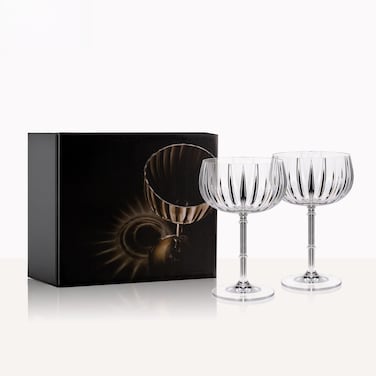 LEMONSODA Rims Orient-Coupe Wine Glasses - 100% Real Crystal Glass - Lead-free, Dishwasher Safe, 100% Crystal, Luxury Cocktail Glass - Extra Durable - (Set of 2-12oz)