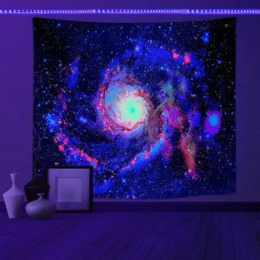 Psyhilar Blacklight Tapestry Glow in the Dark UV Space Universe Galaxy Black Light Posters for Adults (40 x 30 Inches)