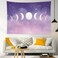 HVEST Moon Phase Tapestry Wall Hanging, Moon Phase and Stars with Cloud in the Purple Sky Background Tapestry, Pastel Nature Landscape Tapestry for Living Room Bedroom Aesthetic Decor, 60x40 Inches