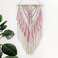MEUNEAR Pink Macrame Wall Hanging Pink and Beige Woven Tapestry Boho Macrame Wall Decor Bohemian Decorations Macrame Wall Art for Bedroom Living Room Apartment Dorm Nursery Office Wall Decor
