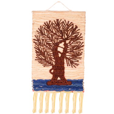 Tarini Gallery Hand Made Jute Wall Hanging Hand woven Tapestry Art Home View Natural Landscape Scenery for Home Office Decor and Gifting (Brown Tree)