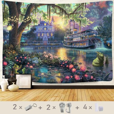 F-FUN SOUL Prince Palace Tapestry, Large 80x60inches Soft Flannel, Psychedelic Island Lake Wall Hanging Tapestries for Living Room Bedroom Home Decor LYFS1548