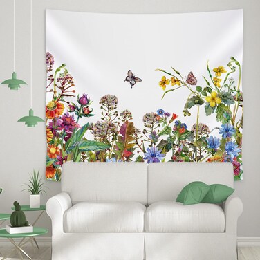 JOYPLUS Wild Flower Tapestries Colorful Flower Tapestries Natural Scenery Living Room Wall Hanging (Purple flowers, 51.2"x 59.1")