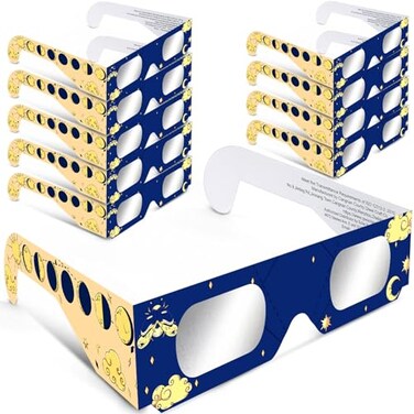 10 Pack Solar Eclipse Glasses ISO 12312-2:2015(E)&amp;CE Certified 2024 Approved Safe Shades for Direct Solar Eclipse Viewing Sun Observation