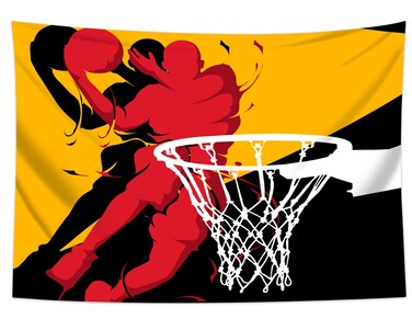 QGHOT Basketball Tapestry Sports Backdrop, Teen Boys Room Wall Decor Sneaker Basketball Poster for Mens Bedroom College Dorm Basketball Party Decorations 59.1"x51.2