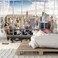 FENDROM New York Skyline Tapestry City Window View Sun White Clouds Buildings Business Center Art Wall Hanging for Living Room Dorm