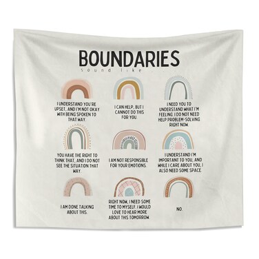 Knibeo Mental Health Boho Tapestry - Counseling Office Decor, 50x60 Inch Classroom Tapestry, Wall Tapestry for Office, Therapy Office Decor, Boho Rainbow Classroom Decor