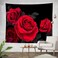 LIVILAN Red Rose Tapestry, Floral Tapestry Flower Tapestry Wall Hanging Plant Botanical Nature Tapestry Red and Black Tapestry for Bedroom Living Room Wall Decor, 60x79 Inches