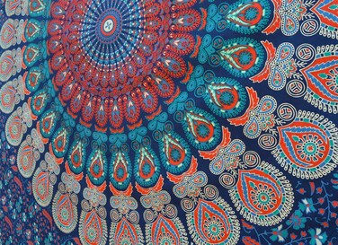 Popular Handicrafts Tapestry Wall Hanging Hippie Elephant Mandala Bohemian Hippy Intricate Indian Tapestry 54 x 82 Inches (140cm x 210 cm) Midnight Blue