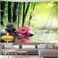 Japanese Garden View Tapestry Wall Hanging, Spa Water Lotus Flower Zen Stone Relaxation Bamboos Candles, Home Decor Tapestries Wall Blanket For Bedroom Living Room Dorm 80X60 Inches, Green Red Black
