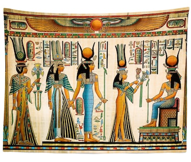 Loccor Egyptian Painting Tapestry 120Wx95H Inches Extra Large Queen Nefertari Making an Offering to Isis Tapestry Nefertalis Wall Hanging Mythology Egypt Fall Mural for Bedroom Living Room Decor
