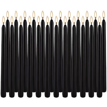 YOROXRG 24 Pack Black Taper Candles, 7-8 Hours Burn Time, Unscented, Smokeless and Dripless, 0.75 x 10 Inch Dinner Candle Set for Household, Wedding, Party and Home D&Atilde;&copy;cor Candlesticks