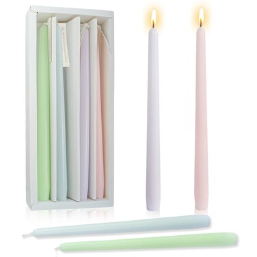 Candy Taper Candles Candle Sticks 10 Inch Unscented Handmade Set of 4 Smokeless Candles Dinner Table Candles for Wedding Valentine's Day Decor