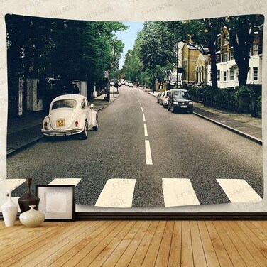 F-FUN SOUL Classic Music Poster Tapestry, Large 80x60inches Soft Flannel, Walk on The Street Reto Photo Wall Hanging Tapestries for Living Room Bedroom Decor Music Party Banner GTZYFS70