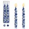 Gedengni Floral Taper Candle Spiral Candlesticks - Set of 2 Blue and White Handmade Twisted Candle Short Candle Sticks Print Tapered Candles for Home Party Wedding Dinner Party (2D2T-BLUWHT)