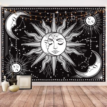 HOTMIR Wall Tapestry Black and White - Aesthetic Tapestry Wall Hanging Moon Tapestry as Wall Art for Bedroom, Living Room, Dorm Decor (51.2x59.1 Inches, 130x150 cm)