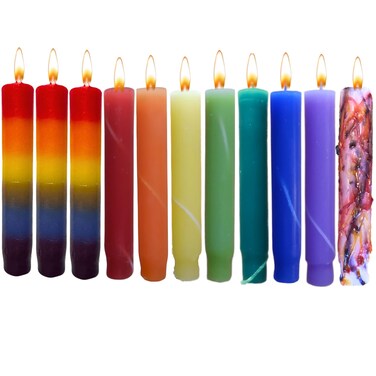 Candlestock Hippie Drippy Drip Candles - Pack of 11 Dripping Taper Candles - Wine Bottle Melting Candles (Hippie Rainbow)