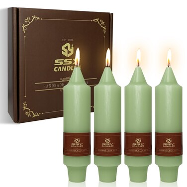 Unscented Taper Candles Light Green Candles 4 PCS Small Candlesticks for Dinner Household Wedding Party Home D&Atilde;&copy;cor Candles