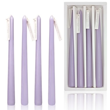 Purple Taper Candles 10inches Long Candlesticks Lavender Scented Candle Set of 4 - Smokeless Candlesticks for Wedding Anniversary Birthday Party Decor
