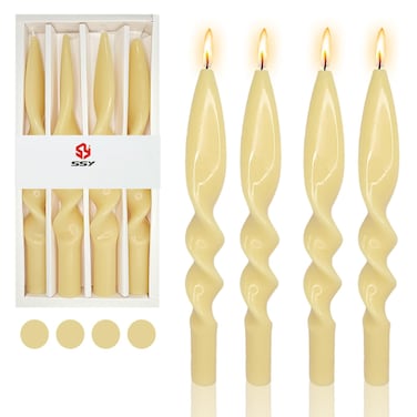 Beeswax Candlesticks Spiral Taper Candles,Gedengni 10inches Yellow Candle Stick Long Tapered Candle Bees Twisted Candles for Anthropologie Home D&Atilde;&copy;cor Weddings Holiday Women Gifts (Beeawax,24D4)