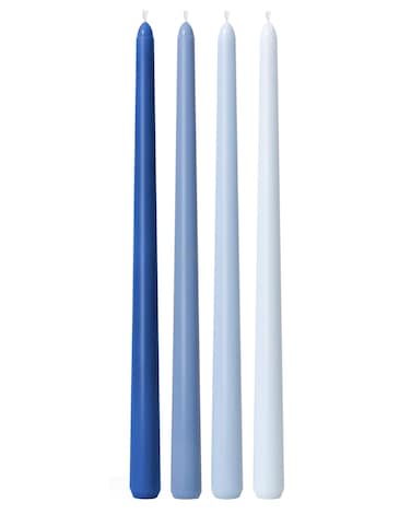 Viyffo Taper Candles 12 Inch Blue Set of 4 Unscented, Dripless, Smokeless Long Tall Tapered Candlesticks Wedding Home Decor Dinner Natural Color Series