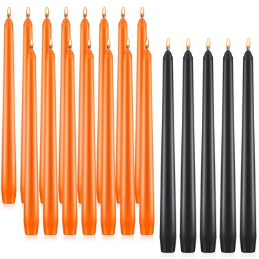 Patelai 20 Pcs Halloween Candles 10 Inch Unscented Dripless Christmas Advent Candle Set 20 Taper Candles Candlestick for Halloween Church Holiday Decoration Seasonal Party (Purple and Pink)