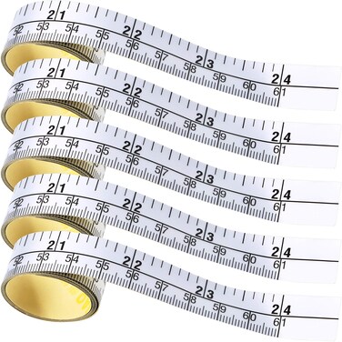 5 Pieces Self-Adhesive Measuring Tape Workbench Ruler Adhesive Backed Double Scale Stick Tape Measure for Work Woodworking, Saw, Drafting Table (24 Inch)