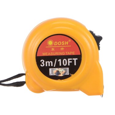 HARFINGTON Self Lock Tape Measure 10 ft / 3 m Metric Retractable Ruler Stainless Steel Measuring Tape 19mm Wide, Yellow ABS Plastic Case