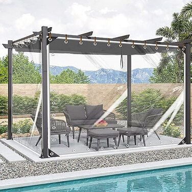 FoundGo Clear PVC Vinyl Tarp - 8'x10' - 14 Mil Thickness - Transparent Polytarp with Metal Grommets - Waterproof, UV &amp; Tear Resistant - Ideal for Protection Against Cold Weather &amp; Elements