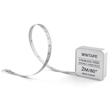 Mini Square Tape Measure, Small Retractable Nylon Coated Dual Sided 80 Inch / 2 M Measuring Tape, Silver Measure Tape