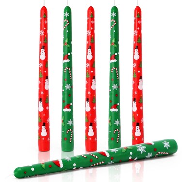 Tuitessine Christmas Taper Candles 10 Inch Tall Set of 6 Unscented Snowman Candlesticks Special Colored Candlesticks Winter Holidays Dinner Table Decorations Centerpieces &iuml;&frac14;&circ;No Holder