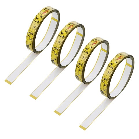 4-Pack Steel Self-Adhesive Measuring Tape, Imperial and Metric Scale Ruler Sticker, 78-Inch Left to Right Reading Tape Measure Sticker for Workbench, Woodworking, Saw, Drafting Table, Yellow