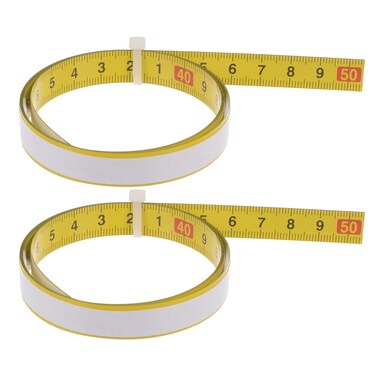 HARFINGTON 2pcs Self Adhesive Tape Measure 100cm Metric Middle to Both Sides Reading Waterproof Wear Resistant Sticky Steel Ruler Tape Ruler for Workbench Sewing Saw Drafting Table, Yellow
