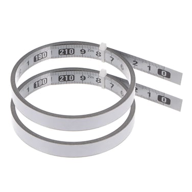 HARFINGTON 2pcs Adhesive Backed Tape Measure 200cm Metric Right to Left Read Sticky Measuring Tape Steel Workbench Ruler, Silver Tone