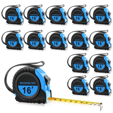 Yunsailing 15 Pieces Measuring Tape 16 Ft/ 5 M Self Lock Retractable Measuring Tape Easy Read Tape Measure with Fractions 1/8 Small Tape Measure with Pause Buttons for Engineer Crafter (Blue)