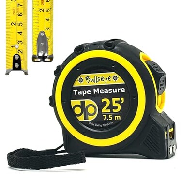 Bullseye 25 Ft Tape Measure with Magnetic Hook - 1" Double-Sided Blade - Tape Measures with Imperial &amp; Metric Measurements - Retractable Measuring Tapes with Fractions