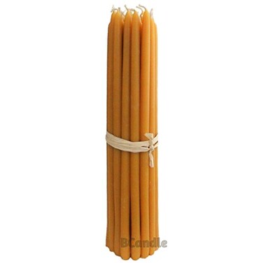 BCandle 100% Beeswax 5 Hour Burning Candles Organic Hand Made - 9 Inches Tall, 1/2 Inch Thick; Tapers (12)
