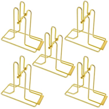 5 Pieces Brass Plated Raffle Ticket Dispenser Gold Raffle Ticket Drum Ticket Holder for Single Roll Double Roll Tickets, Lotteries, Sweepstakes, Charity Auctions, Trade Shows