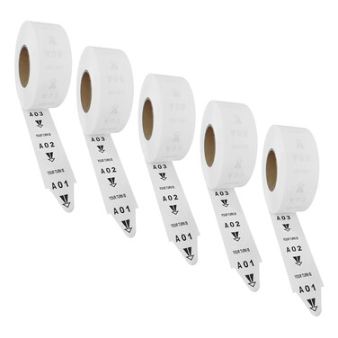 5 Rolls of 2-Digit Take-A-Number Tickets Turn O Matic Tickets Letter 3000 Tickets/Roll for D80 Ticket Dispenser 6 Groups Queue Number from A01-E99 White (White-5 Roll)
