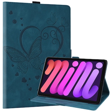 Dteck for iPad Mini (A17 Pro/A15) 7/6th Generation Case 2024/2021 Release (8.3"), PU Leather Protective Case with Auto Sleep Wake &amp; Stand Function/Card Slots, Lightweight Cute Case, Butterfly Blue