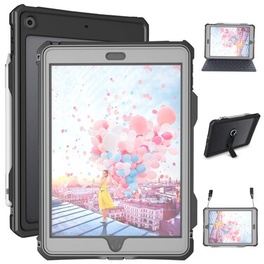 Transy for Waterproof iPad 10.2 Case, Waterproof iPad 9th /8th/7th Generation Case Built-in Screen Protector, Full Body Shockproof Protection Case with Strap for iPad 10.2 inches 2021/2020/2019