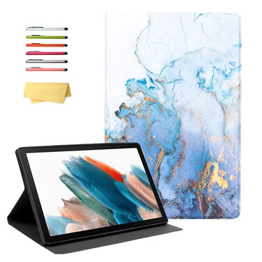 UUcovers for Samsung Galaxy Tab A8 10.5" Tablet 2022 Case (SM-X200/X205/X207) Ultra Thin Folio Stand Smart Cover with Auto Sleep/Wake PU Leather &amp; Soft TPU Back Shockproof Case, Gold Blue Marble