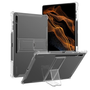 Dteck Clear Case for Samsung Galaxy Tab S8 Plus 2022/S7 FE 2021/S7 Plus 2020 12.4 Inch with S Pen Holder, Ultra Thin Slim Lightweight Kickstand Shockproof Protective Transparent Back Shell Cover