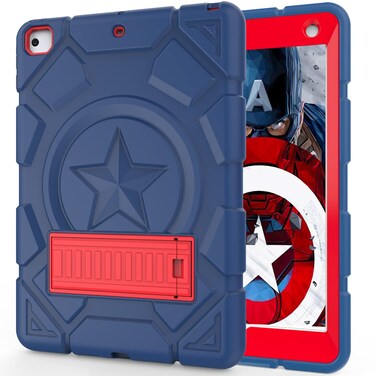 CCMAO Case for iPad 6th Generation/ipad 5th Generation/iPad 9.7 Inch (2018/2017 Model), iPad Air 2 Case, Hybrid Shockproof Rugged Protective Cover with Kickstand for Kids Boys, Navy Blue+Red