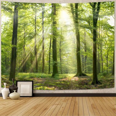 Lunerfex Tyndall Effect Forest Tapestry, Nature Tapestry Sunlight Streaming Through Trees Tapestry Wall Hanging for Bedroom and Living Room Decor Nature Tree 36&Atilde;&mdash;48 Inches