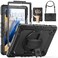 SEYMAC for Samsung Galaxy Tab A8 Case 10.5 Inch (SM-X200/ X205/ X207), Heavy Duty Full-Body Shockproof Protective Case with Screen Protector, Rotating Stand, Hand/Shoulder Strap and Pen Holder, Black