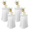 Tegeme 4 Packs Round Spandex Cocktail Tablecloths with Skirt 32 x 43 Inch Cocktail Round Table Cover Spandex Stretch Square Tablecloth Skirt for Table Bar Wedding Party Banquet (White)