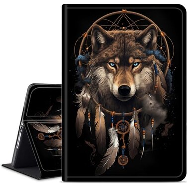 Case for Samsung Galaxy Tab S10 Plus/S9 Plus/S9 FE Plus 12.4 inch Cover,Slim PU Leather Smart Cases Covers with S Pen Holder + Auto Wake/Sleep for Tab S10+/S9+/S9 FE+,Wind Chime Wolf
