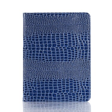 iPad Pro-6/5/4/3 (11'') Case for Women, iPad Air-6th (11'') Air-5th Air-4th (10.9'') Case, DMaos Crocodile Synthetic Leather Folio Smart Cover with Card Pencil Holder, Auto Sleep Wake - Blue