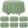 YIDAKO 6Pack Sage Green Plastic Tablecloths Round Light Green Tablecloth Waterproof Disposable Round Sage Table Cover for Birthday Bridal Wedding Baby Shower Party Decorations,84Inch